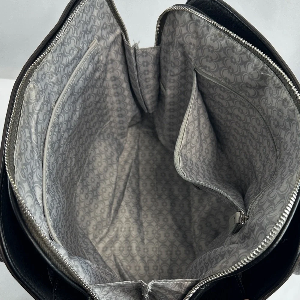 Dark Metallic/Shimmer Faux Leather Handbag/Laptop Tote